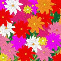 Pattern illustration with multi-colored flowers vector