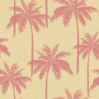 Vintage tropical seamless pattern with hand drawn scribble palm tree vector