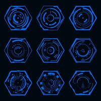 Vector futuristic hexagon element. HUD technology sci-fi circular design.