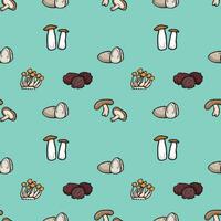 various mushroom seamless pattern background, Shitake, Yanagi Matsutake, Orinji, Straw Mushroom vector