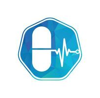 Medical capsule vector logo template. This design use capsule and pulse symbol