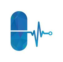 Medical capsule vector logo template. This design use capsule and pulse symbol