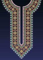 Neck design with intricated interlacing pattern and Greek key motifs for Indian kurta vector