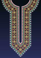 Neck design with intricated interlacing pattern and Greek key motifs for Indian kurta vector