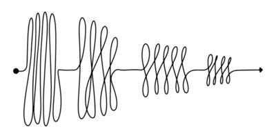 Concept of transition from complicated to simple. Doodle line chaos scribble. Vector illustration