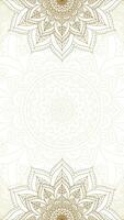 Soft Gold Lattice Mandala Ornamentation in Pale White Vertical Vector Background