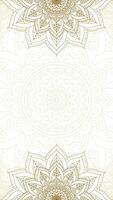 Soft Gold Lattice Mandala Ornamentation in Pale White Vertical Vector Background