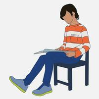 sitting on chair illustration line art vector