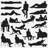 lying down silhouette set vector