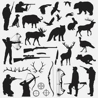 hunting silhouette set vector