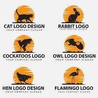 animal silhouette logos set vector