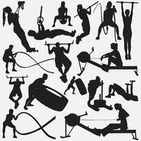 gimnasio equipo silueta conjunto vector