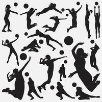 Volleyball silhouette set vector