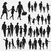 family with one child Silhouettes Set vector