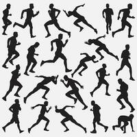 man running silhouette set vector