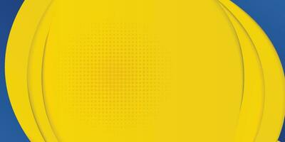 resumen amarillo y azul geométrico curva superposición capa antecedentes con trama de semitonos puntos decoración. moderno horizontal bandera modelo diseño. traje para cubrir, encabezamiento, póster, bandera, sitio web, negocio vector