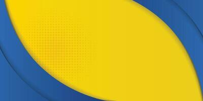 Abstract yellow and blue geometric curve overlap layer background with halftone dots decoration. Modern horizontal banner template design. Suit for cover, header, poster, banner, website, business vector