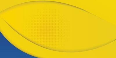 Abstract yellow and blue geometric curve overlap layer background with halftone dots decoration. Modern horizontal banner template design. Suit for cover, header, poster, banner, website, business vector