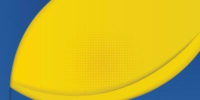 Abstract yellow and blue geometric curve overlap layer background with halftone dots decoration. Modern horizontal banner template design. Suit for cover, header, poster, banner, website, business vector