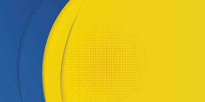 Abstract yellow and blue geometric curve overlap layer background with halftone dots decoration. Modern horizontal banner template design. Suit for cover, header, poster, banner, website, business vector