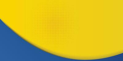 Abstract yellow and blue geometric curve overlap layer background with halftone dots decoration. Modern horizontal banner template design. Suit for cover, header, poster, banner, website, business vector