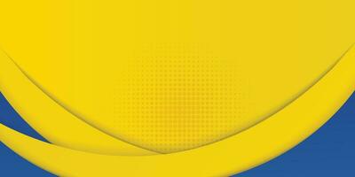 Abstract yellow and blue geometric curve overlap layer background with halftone dots decoration. Modern horizontal banner template design. Suit for cover, header, poster, banner, website, business vector