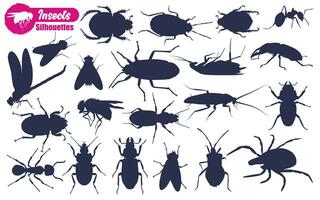 Different types of Insect Silhouettes vector