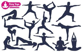 Yoga or meditation Silhouettes Vector illustration