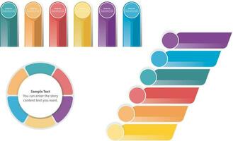 Multi colored pie chart by bar graphs. vector