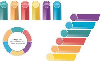 Multi colored pie chart by bar graphs. vector