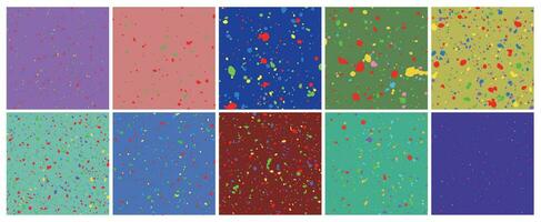 Set of Colorful Paint Splatter Patterns - Watercolor Splash, Colorful Paint Drops Texture Background, Vector Illustration.