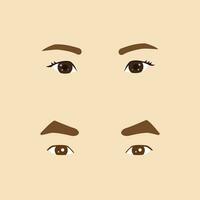 Set of cartoon eyes of male and female characters. Vector illustration