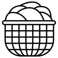 Basket for dirty clothes prepared for washing, clothes basket laundry vector