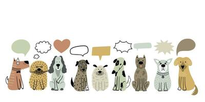 Group of dogs with speech bubbles. vector