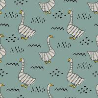 Hand-drawn geese seamless pattern. vector