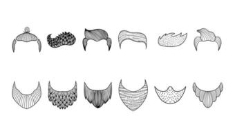 Set of different haircuts and options for a man's beard. vector