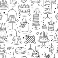 Seamless pattern with doodle cakes. vector