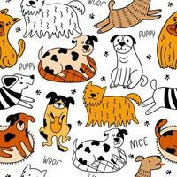 Funny doodle dogs. vector