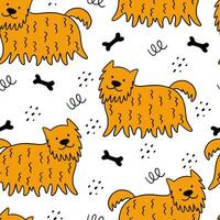 Seamless pattern with hand-drawn dogs vector