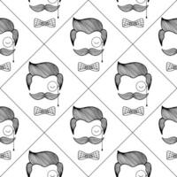 Barbershop seamless pattern with hand-drawn man faces. vector