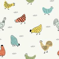 Easter Texture with chicken. vector