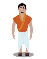 Indian bodybuilder front view character design for cartoon animation vector