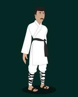 martial arts man three quarter view character design for cartoon animation vector