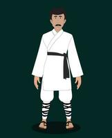 martial arts man front view character design for cartoon animation vector