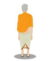 Indian pandit back view cartoon character design for animation vector