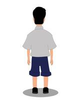 School boy back view character design for cartoon animation vector