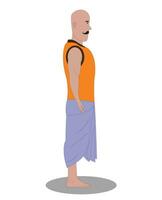 Indian pehelwan side view character design for cartoon animation vector