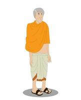 Indian pandit three quarter view cartoon character design for animation vector