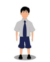 School boy front view character design for cartoon animation vector