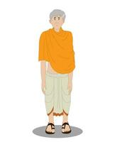 Indian pandit front view cartoon character design for animation vector